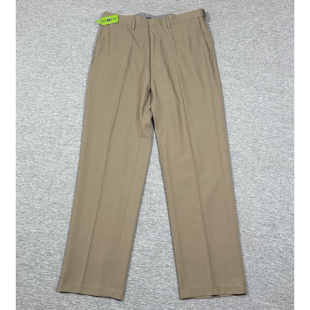 J.M. Haggar Dress Pants Mens 34x32 Brown Premium Straight Fit Stretch City NEW